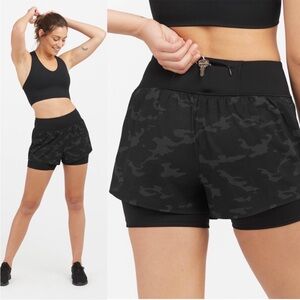 SPANX Black Camo Athletic Shorts